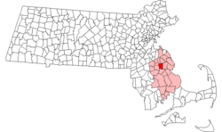 Plymouth County, Massachusetts'teki konum