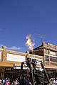 Hot air balloons in the SunRice Festival parade in Pine Ave, Leeton, New South Wales.