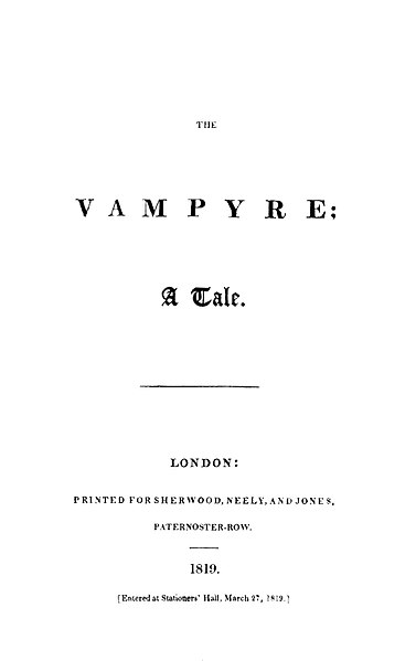 1819 title page, Sherwood, Neely, and Jones, London.