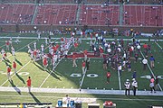 Both teams warming up