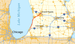 I-196 egalas la Michigan-lagan marbordon inter Benton Harbor kaj Holando antaŭ fariĝi enlanda direkte al Grand Rapids