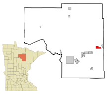 Itasca County Minnesota Beépített és be nem épített területek Nashwauk Highlighted.svg