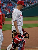 J. T. Realmuto, the active leader in double plays by a catcher and tied for 102nd all-time. J.T. Realmuto (40550573043) (cropped).jpg