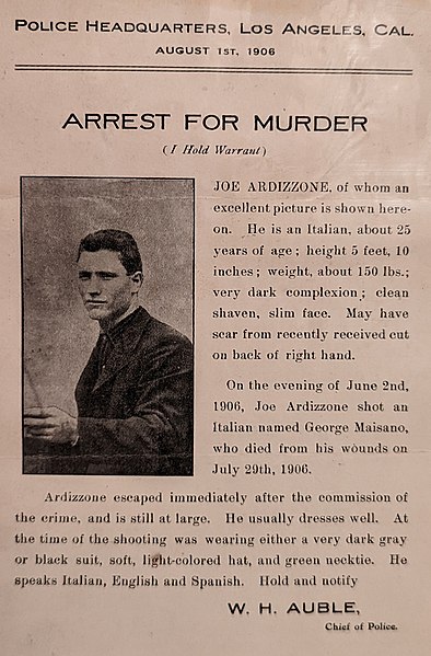Joe Ardizzone wanted poster 1906