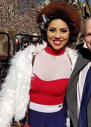 Joy Villa at the "Spirit of America" rally