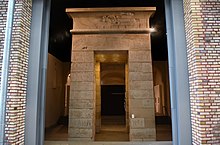Kalabsha Gate, ca. 30 BCE, at the Egyptian Museum of Berlin, given as part of the International Campaign to Save the Monuments of Nubia Kalabsha Gate, ca. 30 BCE, Scharf-Gerstenberg Museum, Berlin (2) (40205520311).jpg