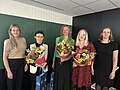 2023. aasta talgute parimate väljakuulutamine 9. mail Tartu Ülikoolis. Vasakult Mariliis Sild (žürii liige), Eve Sooneste (I–II koht), Inga Ritso (I–II koht), Helen Kalpus (IV koht), Ann Siiman (žürii esimees). Foto Svea Tarkin