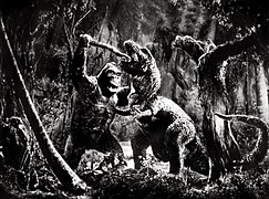 Le combat de King Kong (1933) contre le Tyrannosaure.