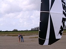 A quad-line traction kite, commonly used as a power source for kite surfing Kite333.JPG