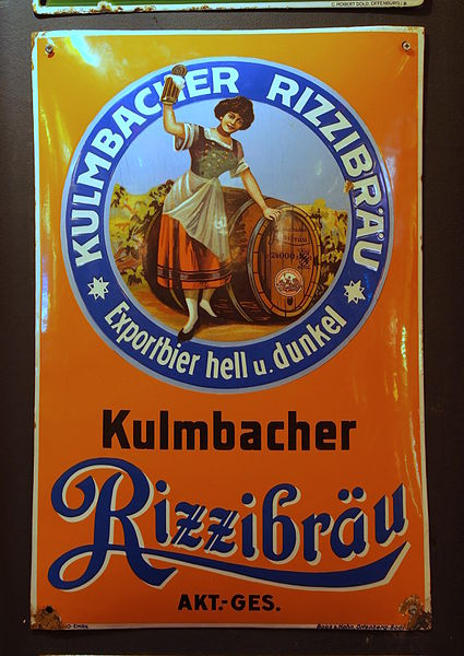 File:Kulmbacher Rizzibräu enamel advertising sign.JPG