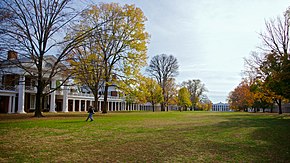 The University of Virginia campus, designed by Thomas Jefferson Lawn UVa looking south fall 2010 (cropped).jpg
