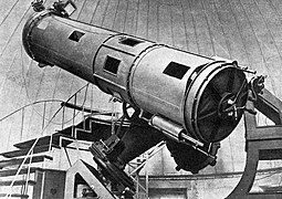 Le grand téléscope de l'Observatoire en 1935 (du à M. Gautier, œuvre des frères Henry, 0,85 mètre de diamètre)