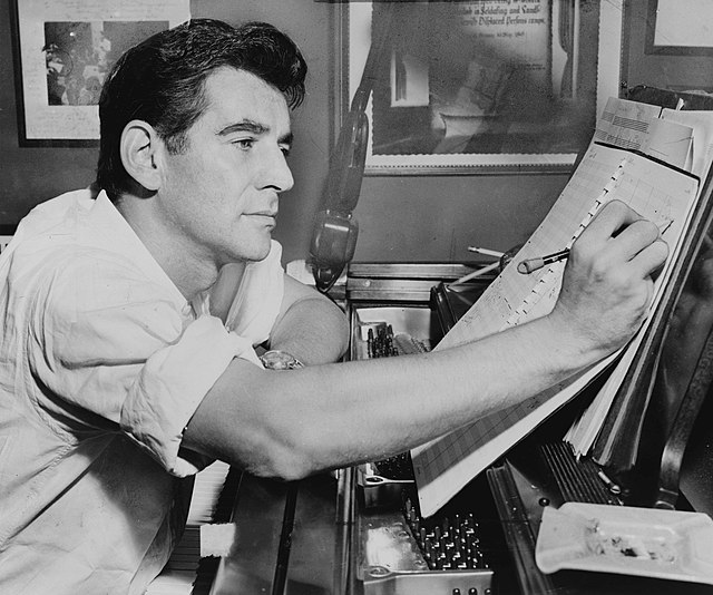 Composer and conductor Leonard Bernstein in 1955