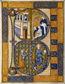 Initiale historiée, Lettre B du Beatus Vir, France, milieu du XIIIe siècle