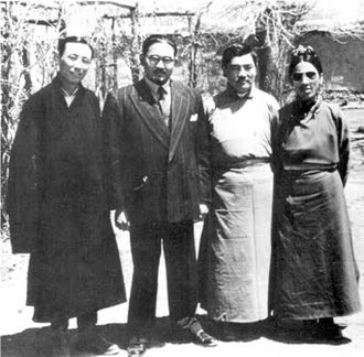 Lhamo Tsering, Sumal Sinha, Pemba Tsering, Phuntsok Tashi Takla, Lhasa 1952 Lhamo Tsering, Sumal Sinha, Pemba Rimshi, Phuntso Tashi, Lhasa 1952.jpg