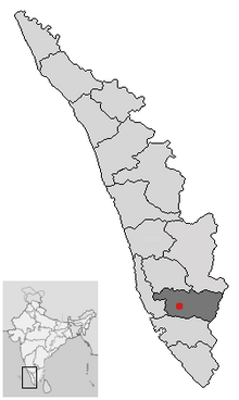 Pathanamthitta okulunun Kerala şehrindeki konumu