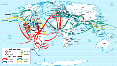 Routes of cocaine trafficking. Major Narcotics Cultivation Areas and Trafficking Routes in 1991.gif