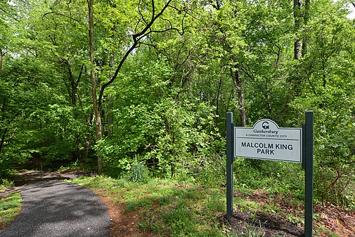 Malcolm King Park, sign at the SW entrance, Gaithersburg, MD