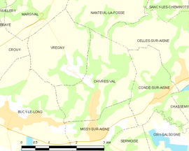 Mapa obce Chivres-Val