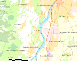 Mapa obce Soyons