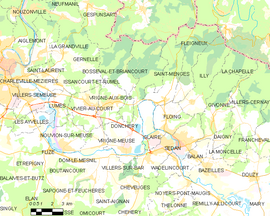Mapa obce Donchery