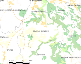 Mapa obce Solignac-sur-Loire