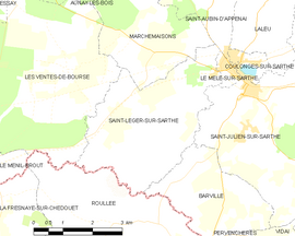 Mapa obce Saint-Léger-sur-Sarthe