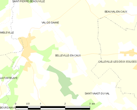 Mapa obce Belleville-en-Caux