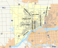 Un mapa con miles de calles y las principales resaltadas por nombre