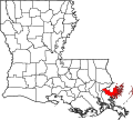 Map of Louisiana highlighting Saint Bernard Parish.svg