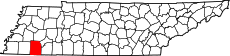 Map of Tennessee highlighting Hardeman County.svg