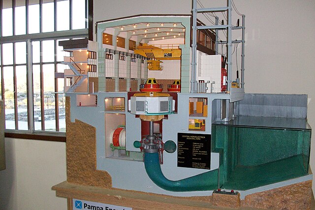 A scale model of a hydropower turbine