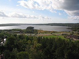 Molkom och Molkomssjön sedda från vattentornet