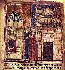 Ricardo I de Inglaterra letalmente ferido em Châlus (à direita)