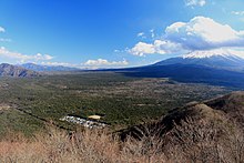 Aokigahara forest with Mount Fuji and Mount Ashiwada Mount Ashiwada and Mount Fuji.jpg