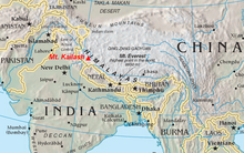 Location of Mt. Kailash. Indus-Yarlung Zangbo suture zone, the Yarlung Tsangpo River is sometimes called upper Brahmaputra River. MtKailash location.png