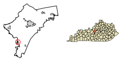 Localização de New Haven em Nelson County, Kentucky.