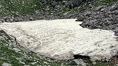 Il nevaio del Pollino a fine agosto.