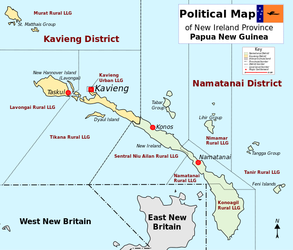 District map of New Ireland Province