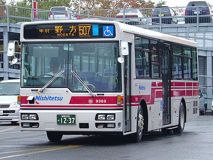 A typical local Nishitetsu Bus car, Fukuoka. Nishitetsu Bus 9369-01.jpg