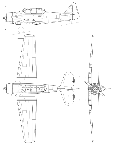 File:North American T-6G Texan drawing.svg