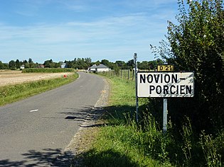 Novion-Porcien (Ardennes) city limit sign.JPG