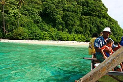 Nearing the island by boat. Nu'ulopa island picnic site - Samoa.jpg