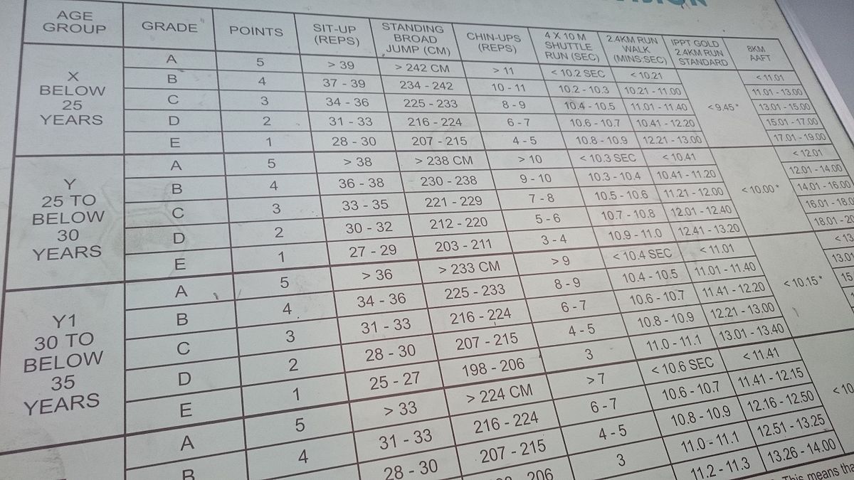 Pt Score Chart Army 2015