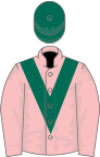 Розовый, темно-зеленый шеврон и кепка