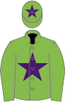 Light green, purple star and star on cap