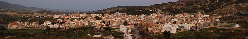 Vista Panormaica de Tíjola dende'l cuetu de la Muela, vista oeste de Tíjola.