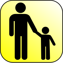 Parent and child Parent-left child-right yellow-background.svg