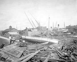 View of Pensacola Harbor following the storm Pensacola Harbor debris 1906 hurricane.jpg