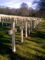 Crosses mark soldier's graves in the "Petant" cemetery